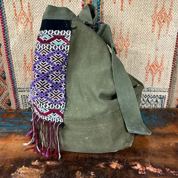 TRICIA FIX knapsack. Upcycled army bag that carries memories. Add your own:)